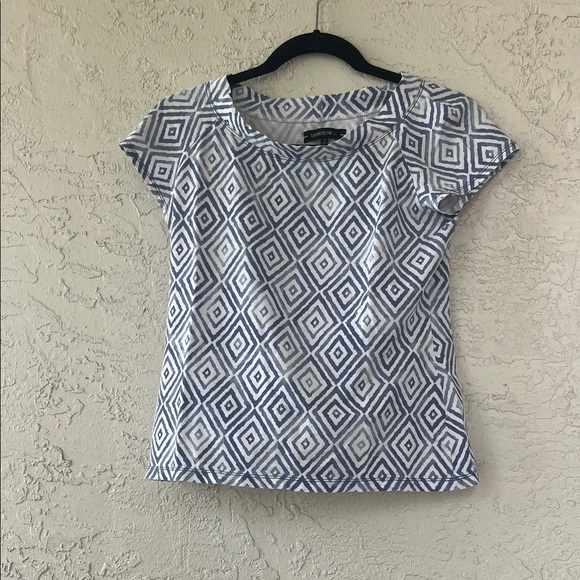 Lafayette 148 New York Diamond Pattern Short Sleeve Tee - Picture 3 of 4